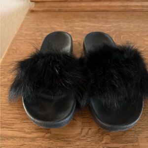 Ugg royale Black Fur cuff mules. Women's Slippers. Size 10